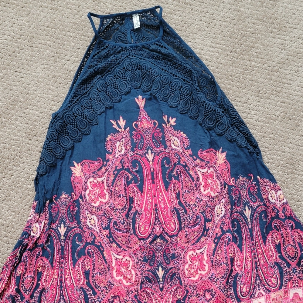 FREE PEOPLE Shea Printed Paisley Hivh Neck Slip Dress, Size XS - Picture 6 of 14